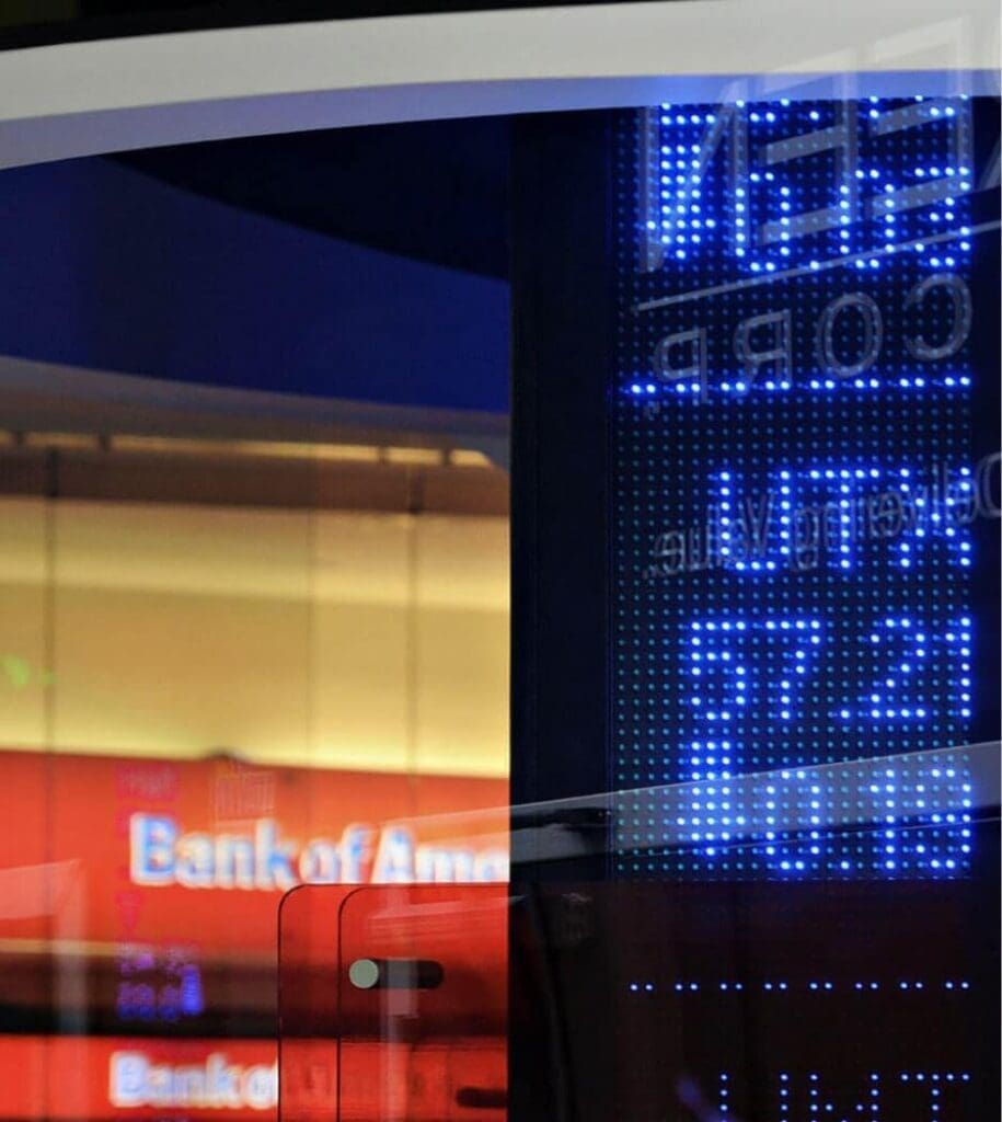 Bank of America stocks display