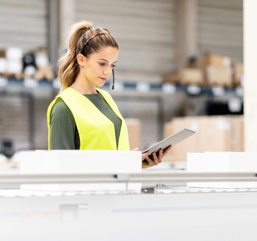 Woman working in warehouse